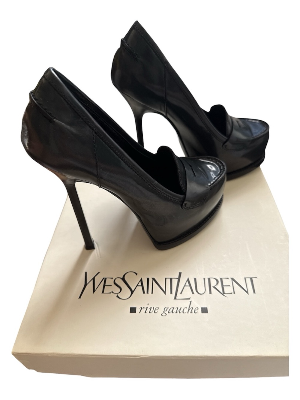 Vintage Yves Saint Laurent Rive Gauche "Tribtoo" platform pumps Urban Blue